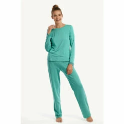 Lisca Cotton Blend &apos;Endless&apos; Pyjama Long Sleeve Top And Bottoms Set For Female
