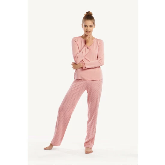 Lisca Cotton Blend 'Endless' Pyjama Long Sleeve Top And Bottoms Set For Female - Image 6