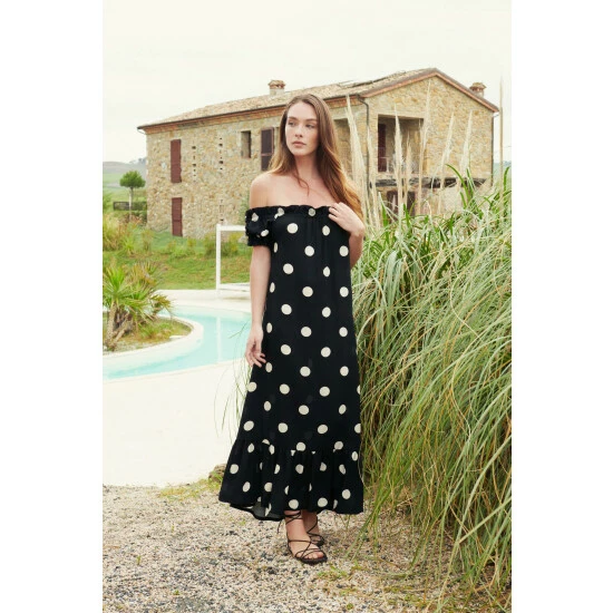 Lisca 'Manila' Retro Print Frill Maxi Dress For Female - Image 2